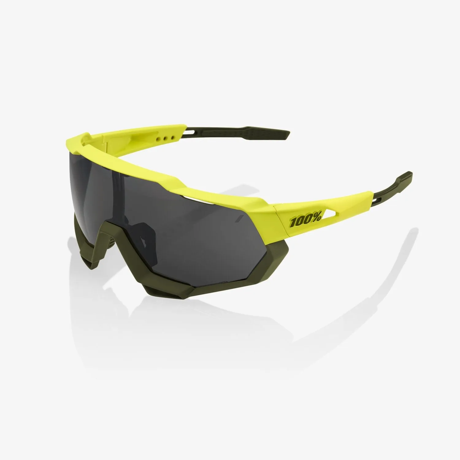 100% Percent Cycling Sunglasses Speedtrap - Soft Tact Banana - Black Mirror Lens