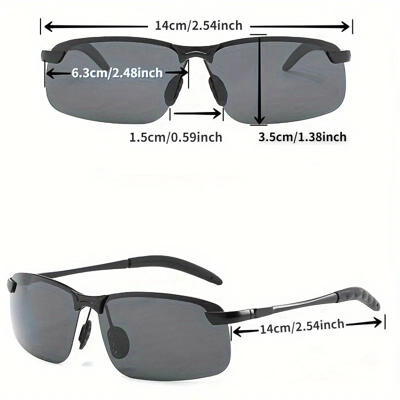 1pc Mens Polarized Photochromic Sunglasses Allday Vision for Driving Fishing