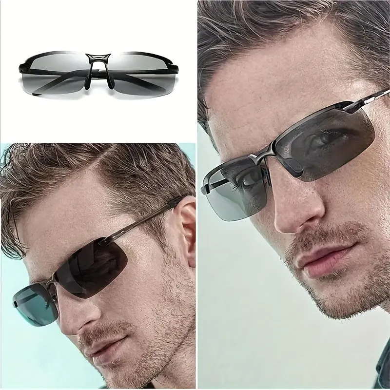 1pc Mens Polarized Photochromic Sunglasses Allday Vision for Driving Fishing