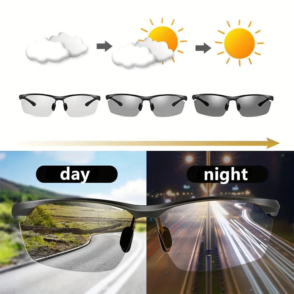 1pc Mens Polarized Photochromic Sunglasses Allday Vision for Driving Fishing