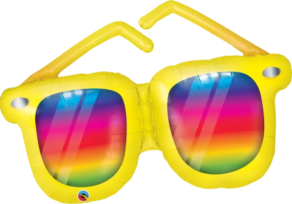 42" Rainbow Striped Sunglasses Foil Balloon, package 1ct