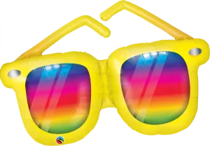 42" Rainbow Striped Sunglasses Foil Balloon, package 1ct