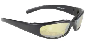 43022 Rally Wrap Padded Black Frame with Yellow Lens Sunglasses