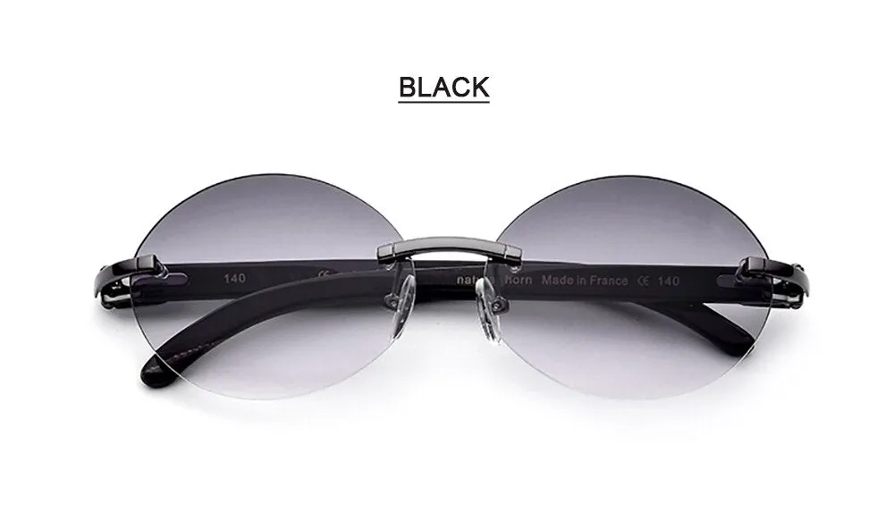 Aissuarvey Unisex Round Rimless Alloy Horn Frame Polarized Lens Sunglasses As13524012Y1