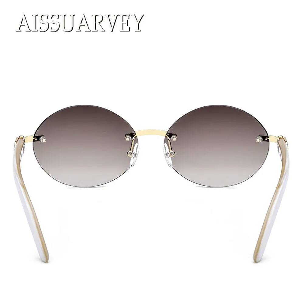 Aissuarvey Unisex Round Rimless Alloy Horn Frame Polarized Lens Sunglasses As13524012Y1