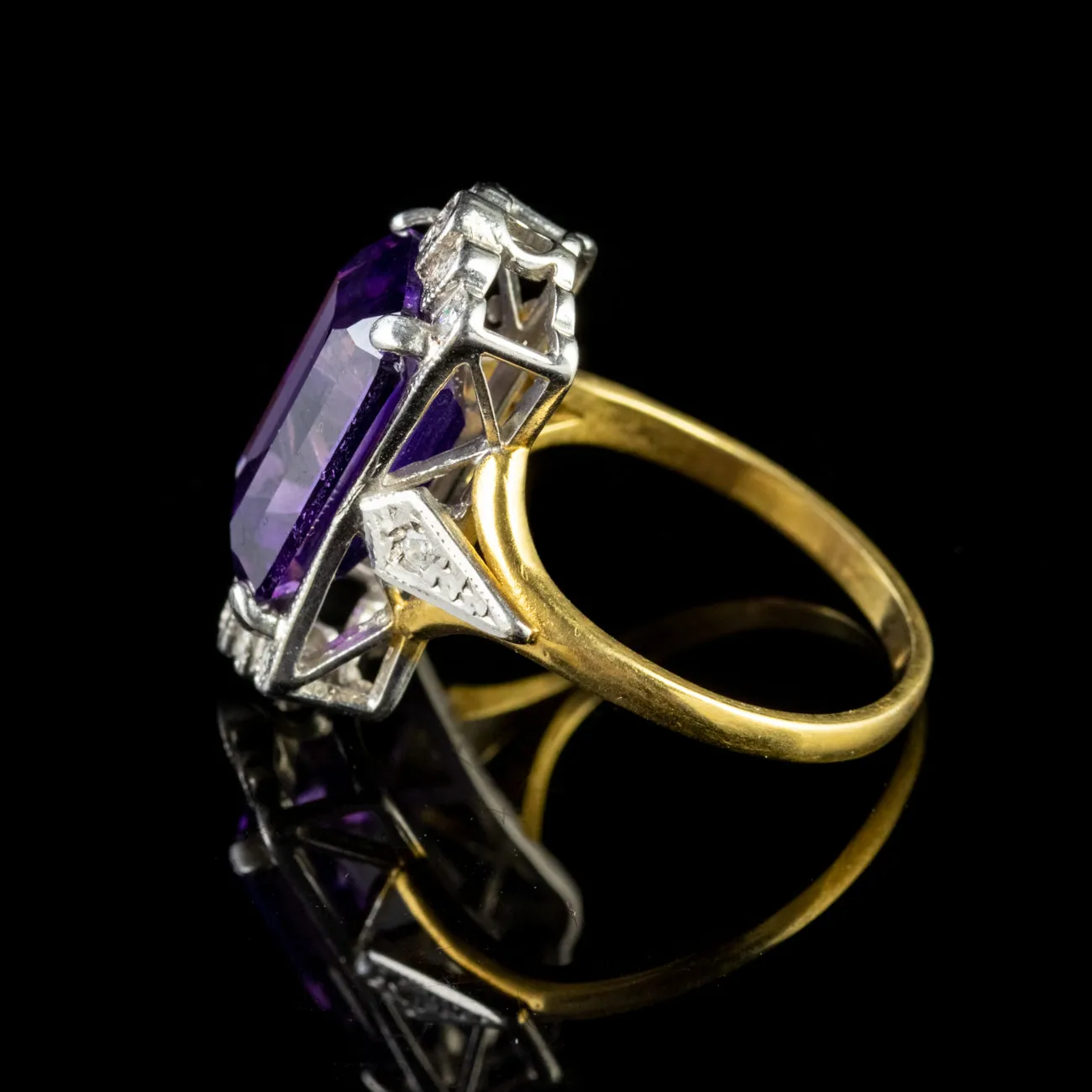 Amethyst And Paste Stone Ring 9Ct Gold On Silver