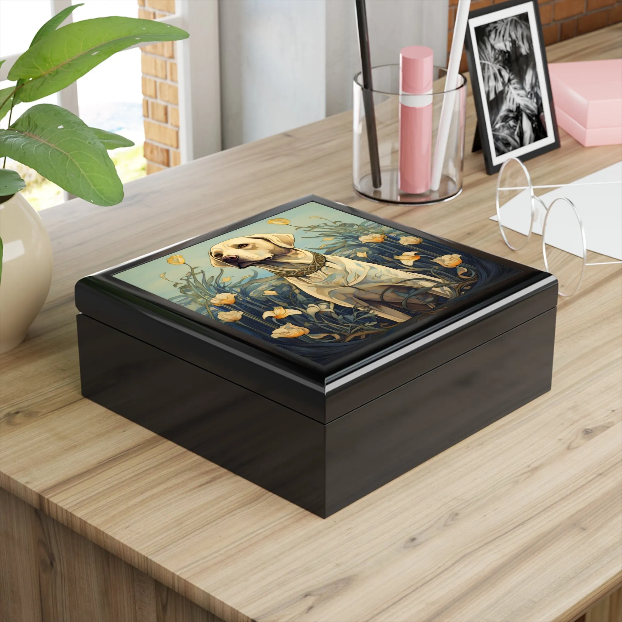 Art Nouveau Labrador Retriever Art Print Gift and Jewelry Box