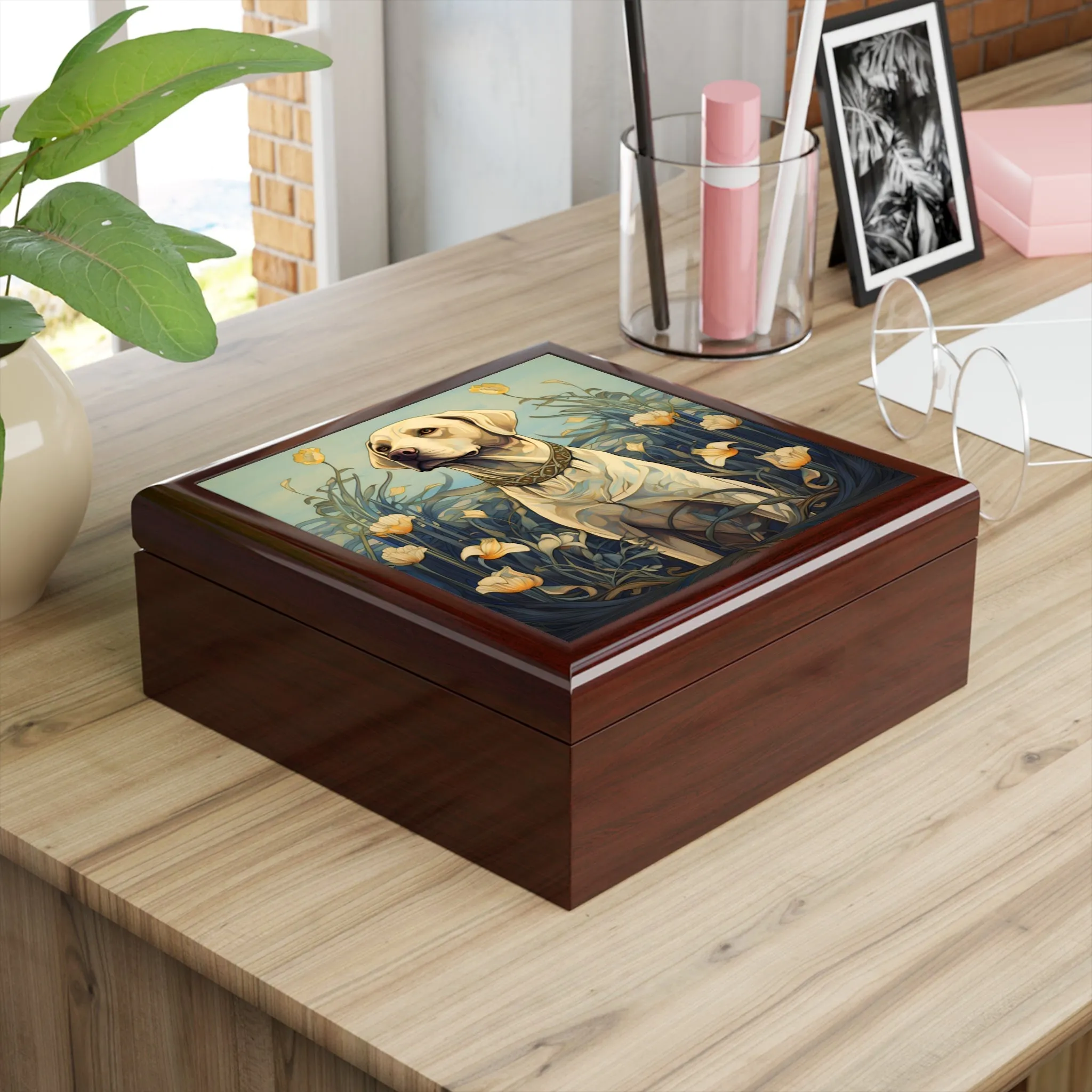 Art Nouveau Labrador Retriever Art Print Gift and Jewelry Box