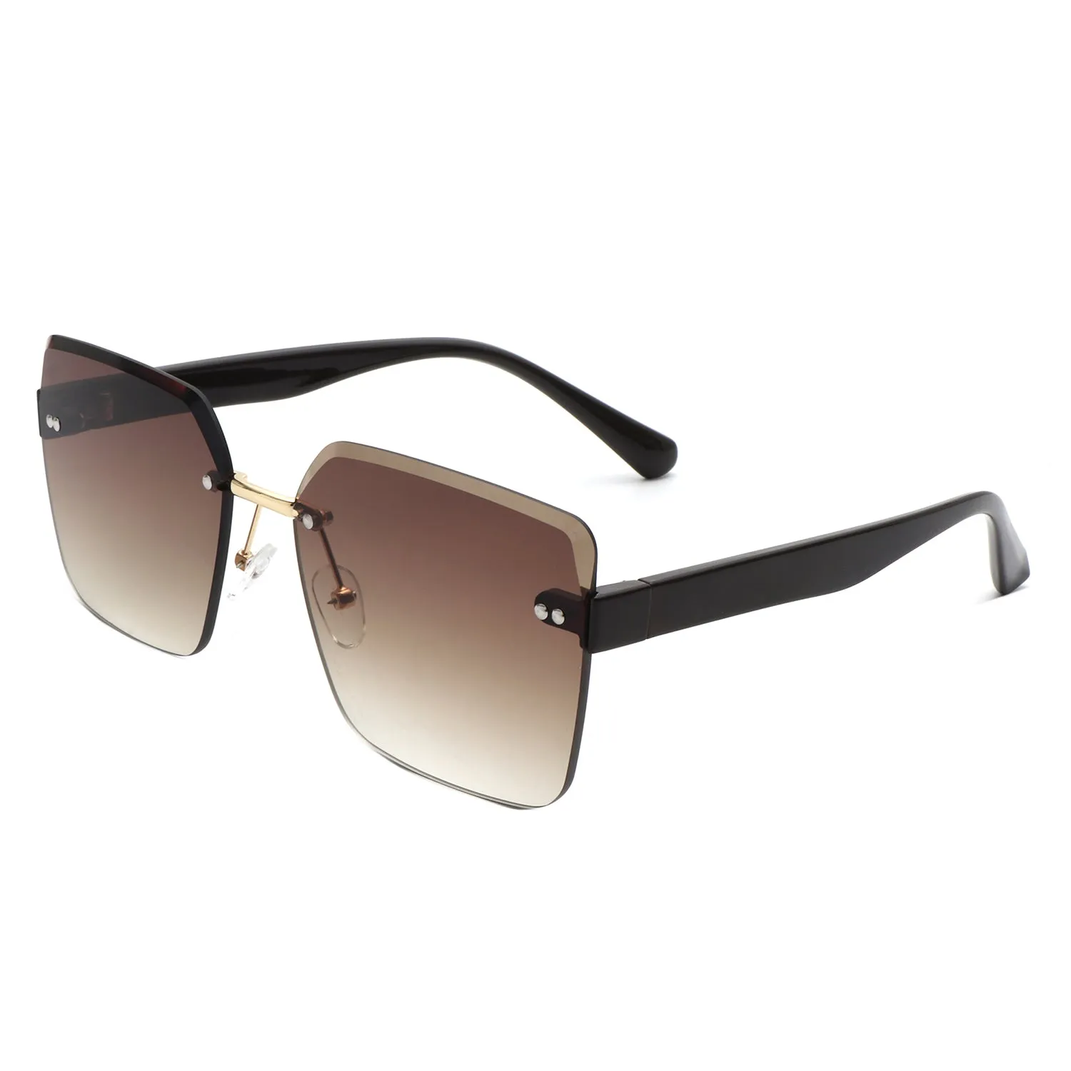 Aspos - Square Rimless Fashion Tinted Women Sunglasses