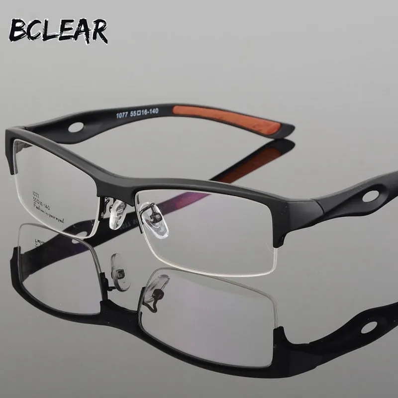 Bclear Men's Eyeglasses Tr90 Half Frame Square Sports 1077