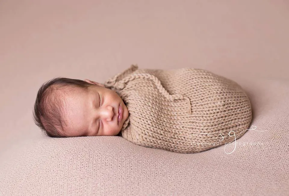 Beige Newborn Knit Swaddle Sack