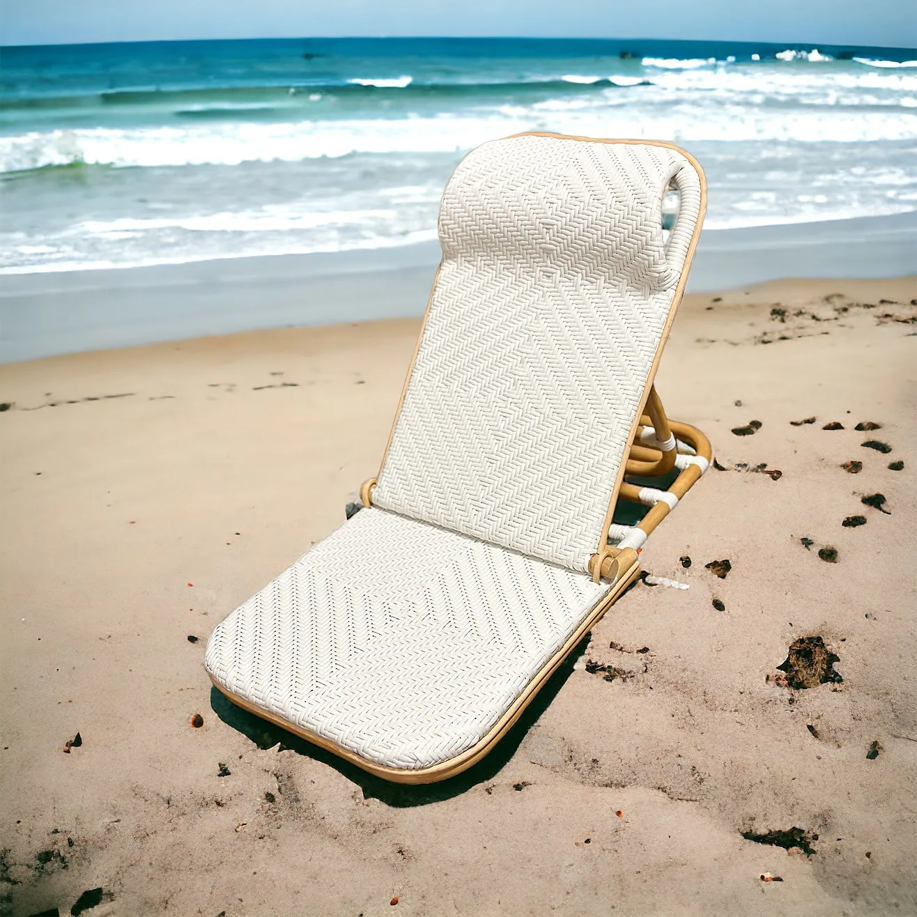 Blue and White Folding Beach Chair