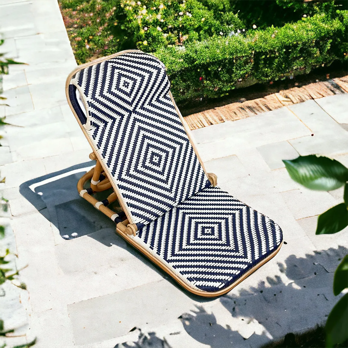 Blue and White Folding Beach Chair