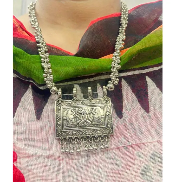 Bollywood Oxidized Ganesha Silver Plated Handmade Designer Jewellery set/ Party wear/ Casual Oxidized choker necklace earrings Jhumka Afgani OS-4