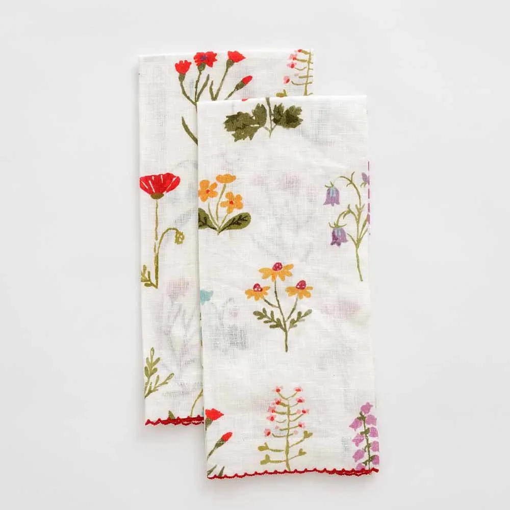 Botanical Garden Linen Fingertip Towels | Set of 2