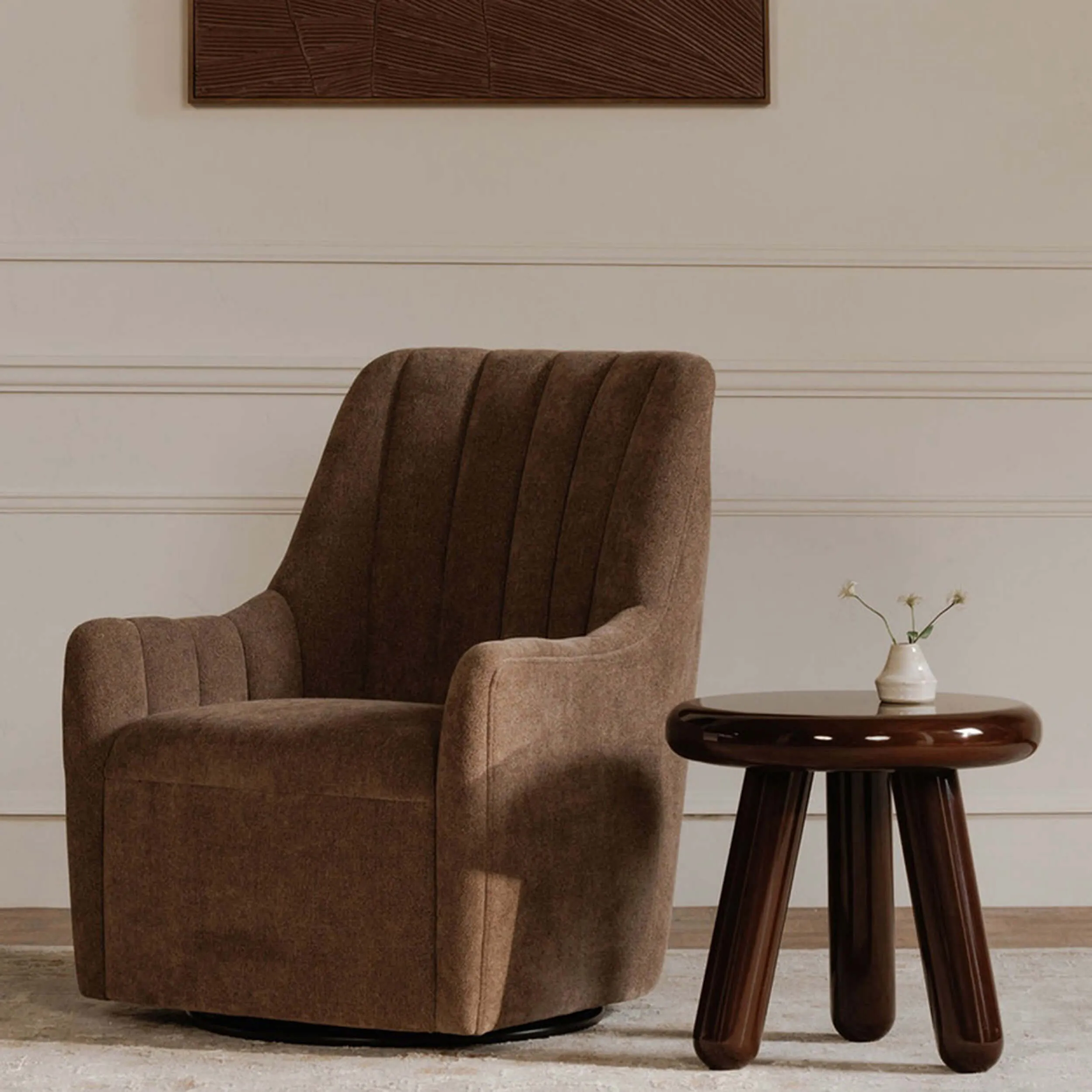 Bowie Swivel Chair, Cool Brown