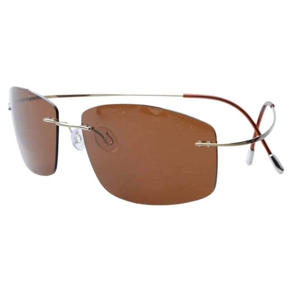 Brightzone Men's Rimless Square Titanium Non Polarized Sunglasses