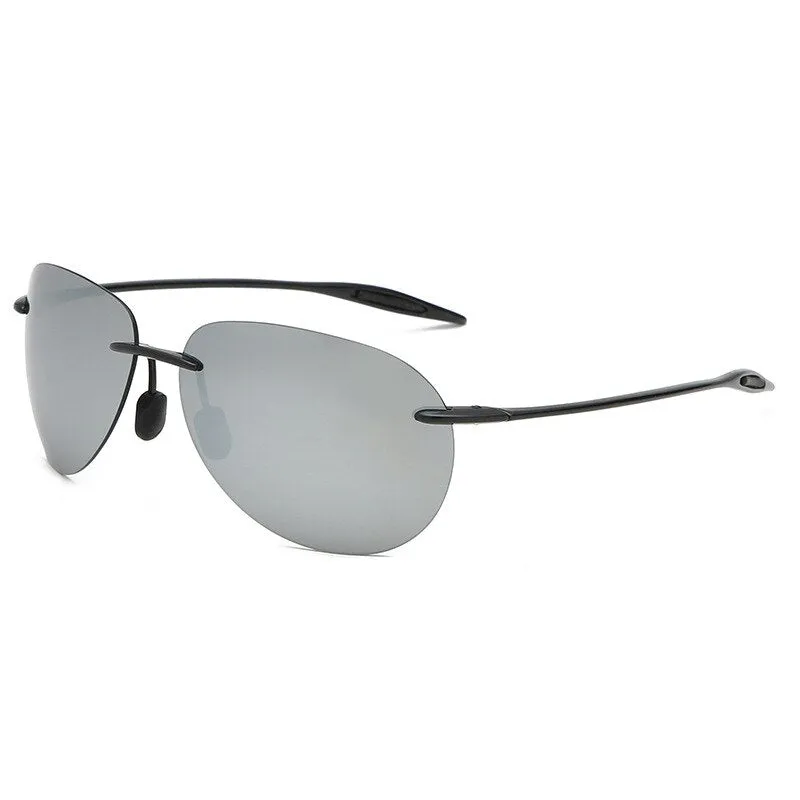 Brightzone Men's Sunglasses Rimless Tr 90 Polarized Oversized Square