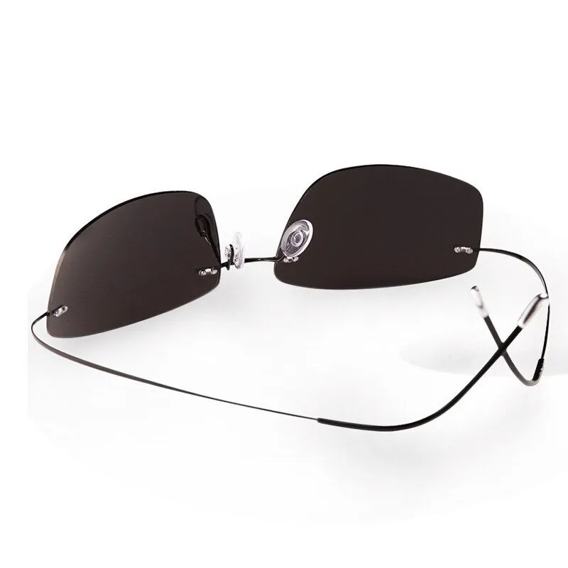 Brightzone Men's Sunglasses Square Titanium Polarized Rimless