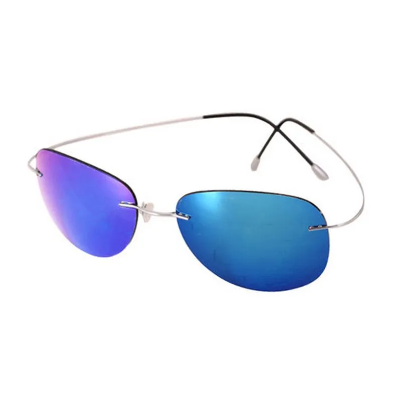 Brightzone Men's Sunglasses Square Titanium Polarized Rimless