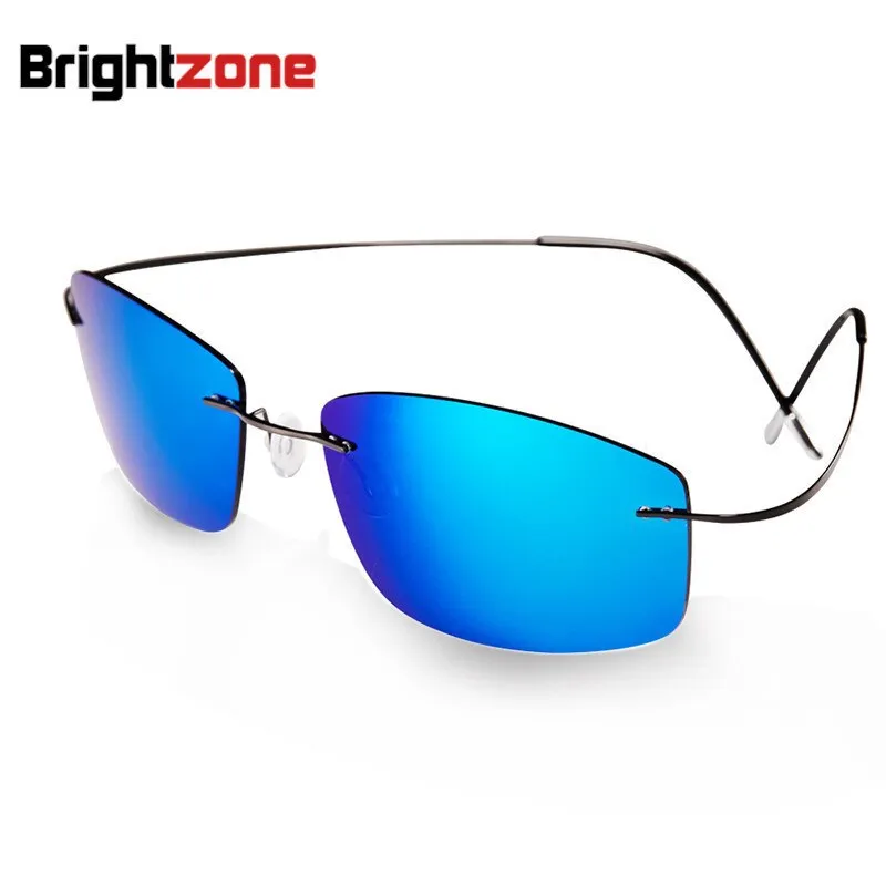 Brightzone Men's Sunglasses Square Titanium Polarized Rimless