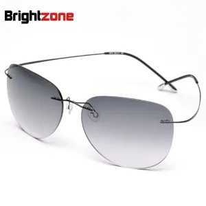 Brightzone Men's Sunglasses Titanium Rimless Polarized Square