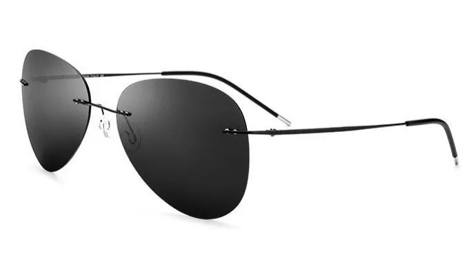 Brightzone Men's Sunglasses Titanium Rimless Round Polarized B2018