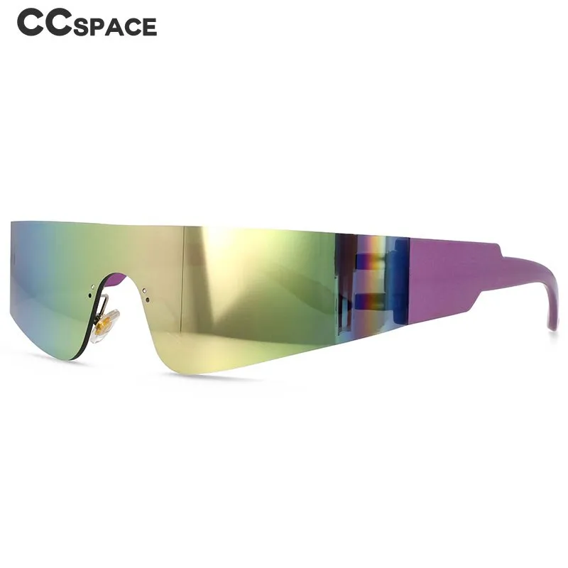 CCspace Unisex Rimless Rectangle Goggle Resin One Lens Frame Sunglasses 54474