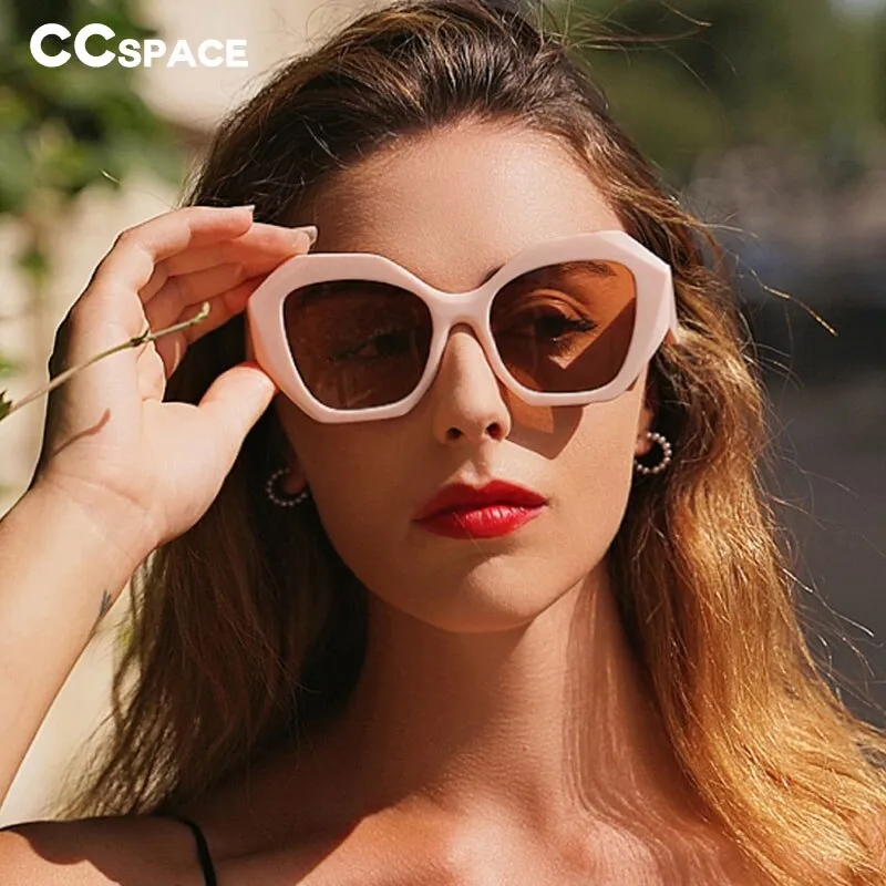 CCspace Women's Full Rim Oversized Cat Eye Square Acetate Frame Sunglasses 53378