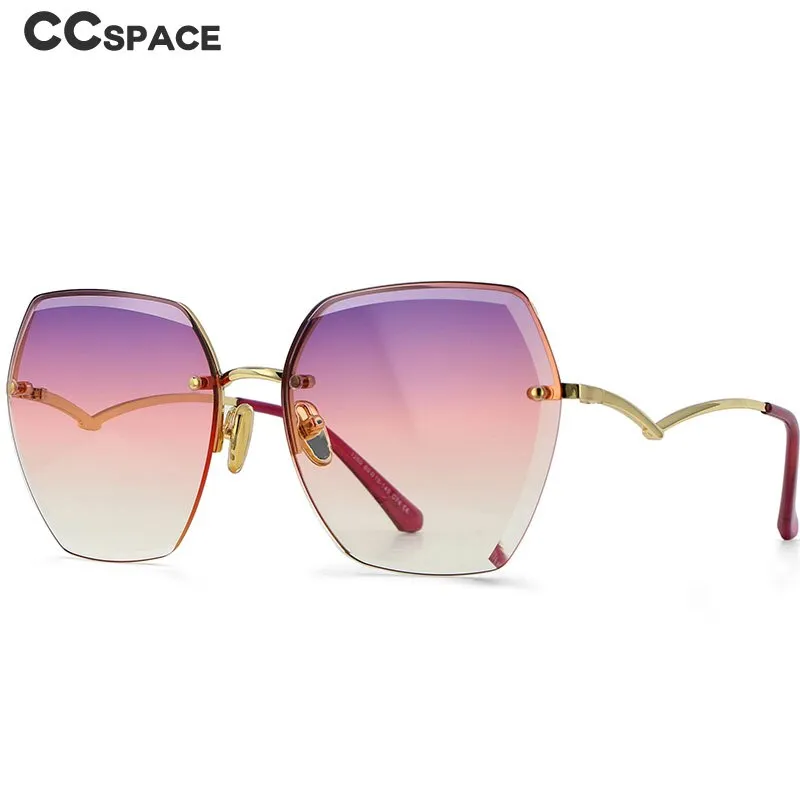 CCspace Women's Rimless Irregular Oval Alloy Frame Sunglasses 54591