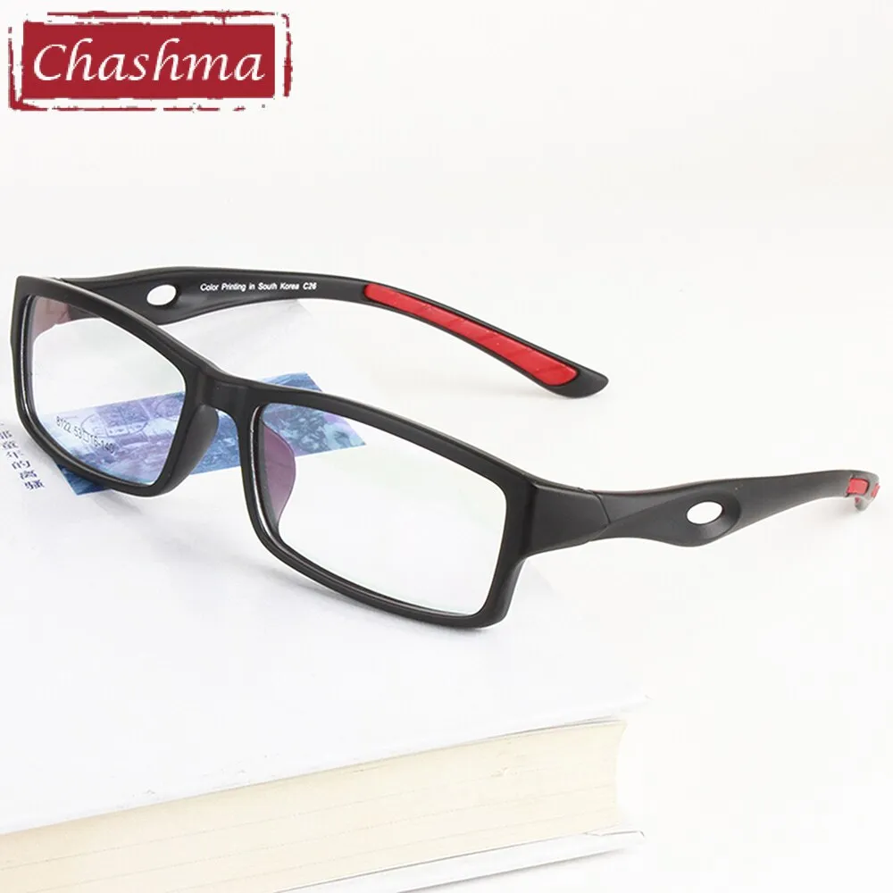 Chashma Ottica Unisex Full Rim Square Tr 90 Titanium Sport Eyeglasses 18166