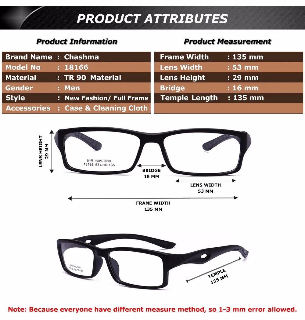 Chashma Ottica Unisex Full Rim Square Tr 90 Titanium Sport Eyeglasses 18166