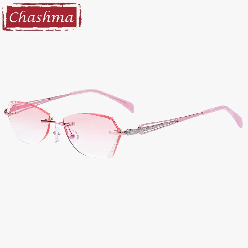 Chashma Ottica Women's Rimless Oval Rectangle Titanium Alloy Eyeglasses Tinted Lenses B025