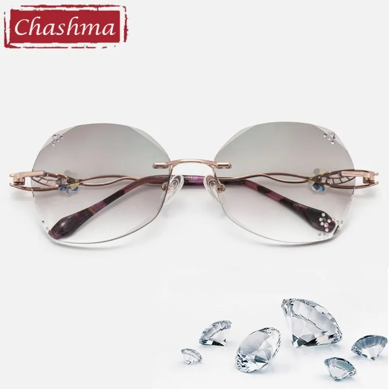 Chashma Women's Rimless Round Titanium Eyeglasses 007c