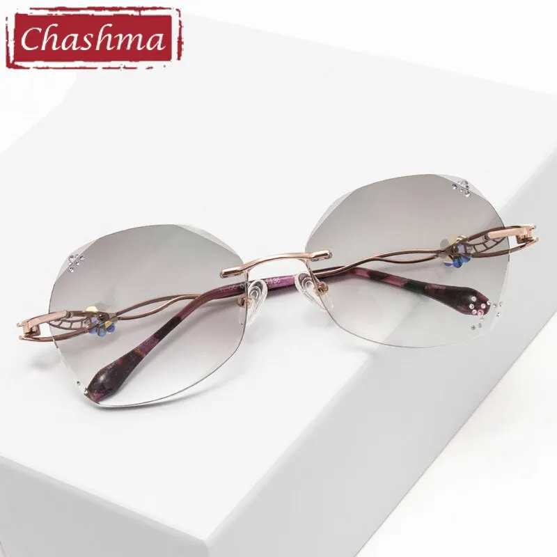 Chashma Women's Rimless Round Titanium Eyeglasses 007c