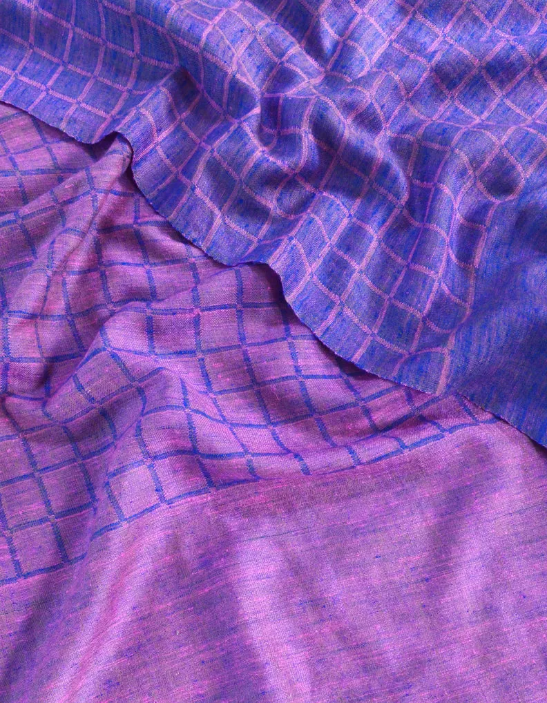 Check Reversible Pashmina Shawl In Hues Of Blue 5541