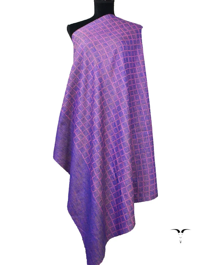 Check Reversible Pashmina Shawl In Hues Of Blue 5541