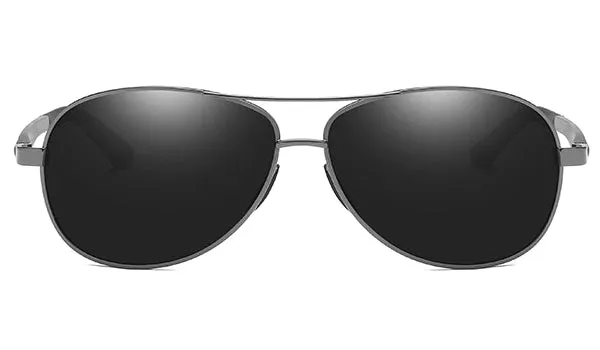 Classy Men Black Polarized Pilot Sunglasses