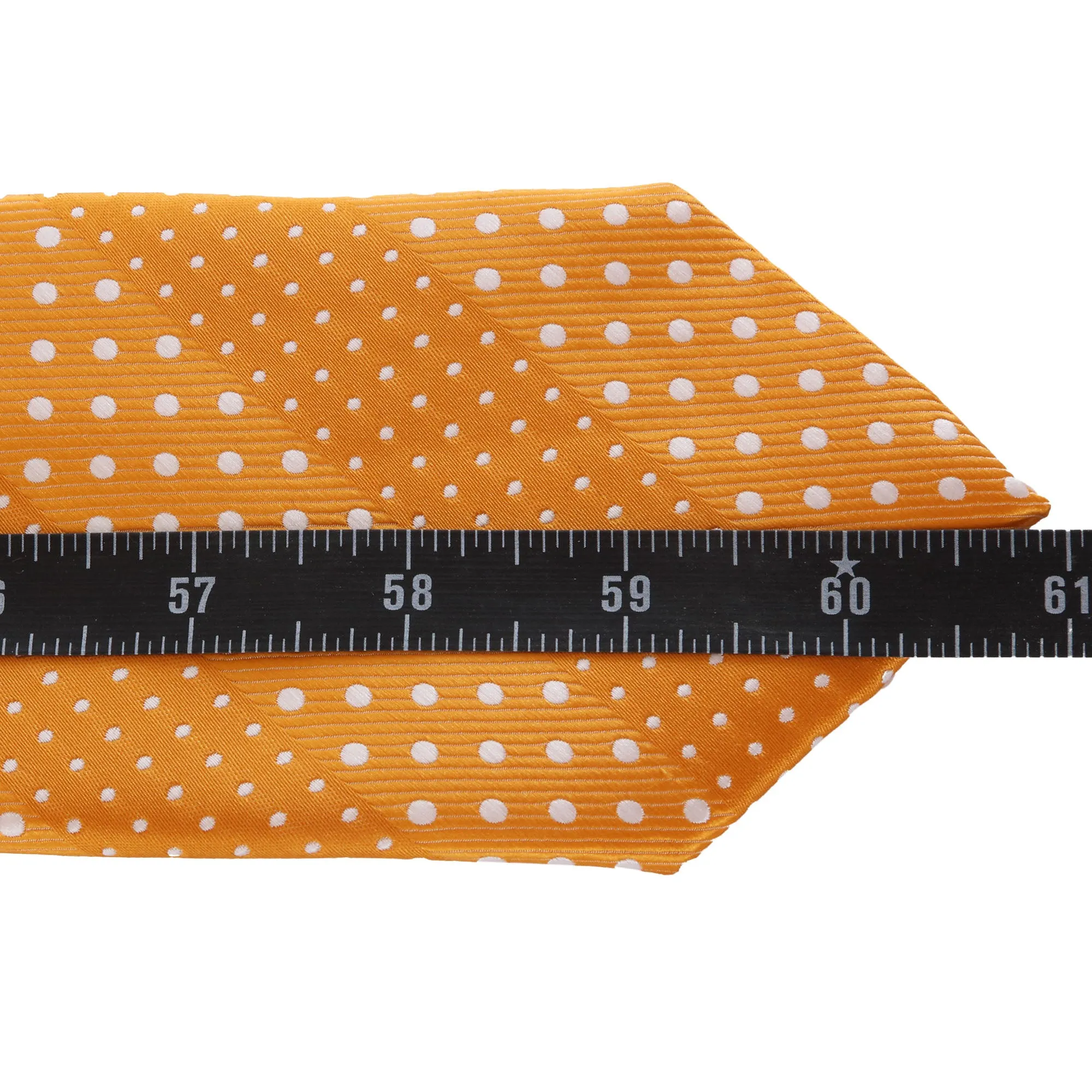 Crush - Orange Long Necktie With Dotted Stripes