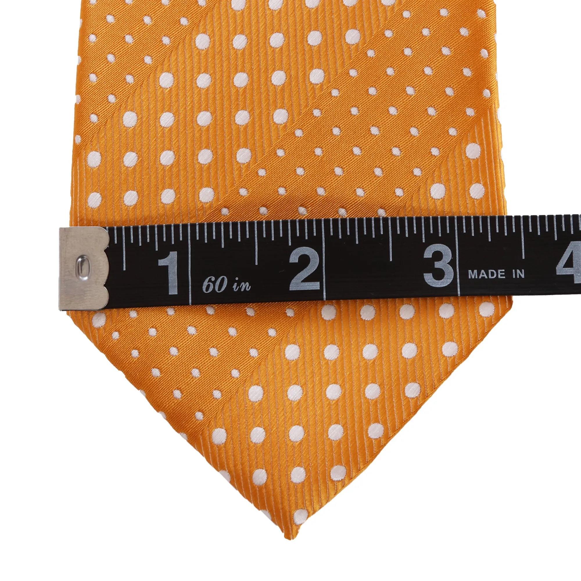 Crush - Orange Long Necktie With Dotted Stripes