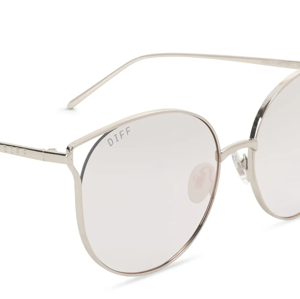 DIFF Charitable Eyewear Rory - Silver Beige Mirror - Non-Polarized Sunglasses