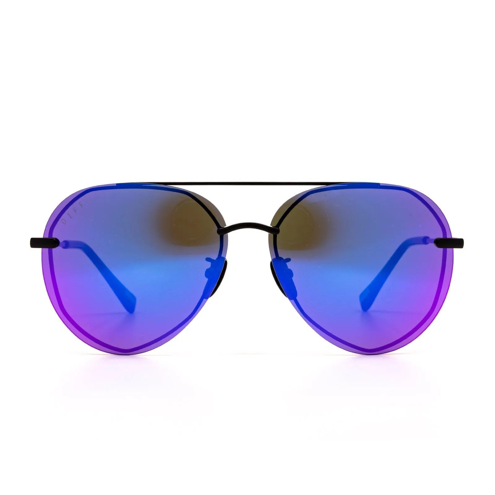 DIFF Lenox Sunglasses - Matte Black   Purple Mirror