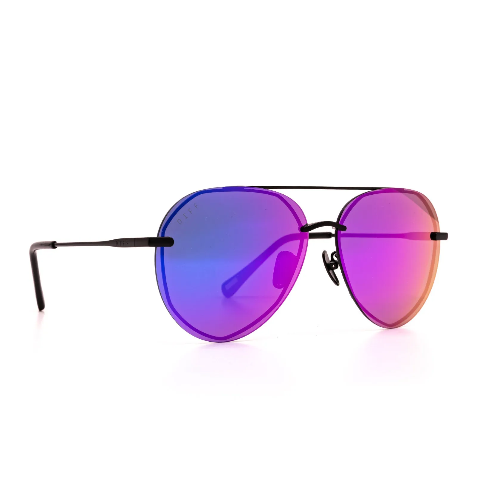 DIFF Lenox Sunglasses - Matte Black   Purple Mirror