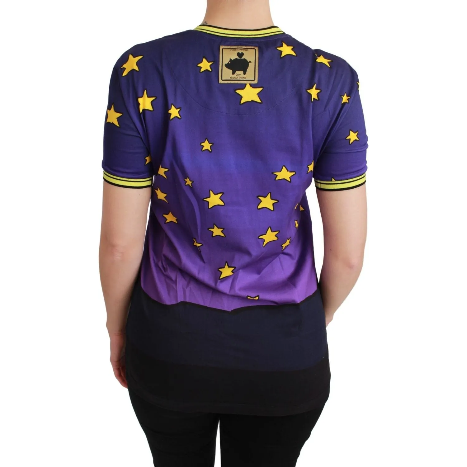 Dolce & Gabbana Elegant Crewneck Motive Tee in Purple