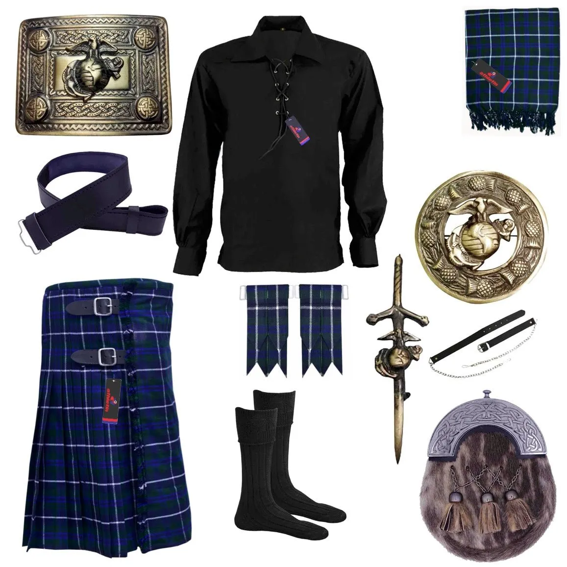 Douglas Blue Tartan Kilt - Classic Scottish Clan Attire