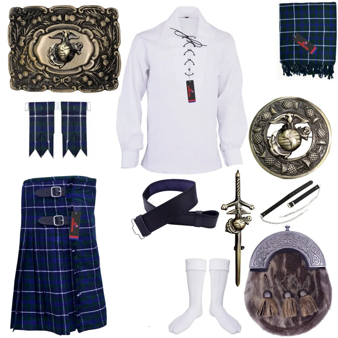 Douglas Blue Tartan Kilt - Classic Scottish Clan Attire