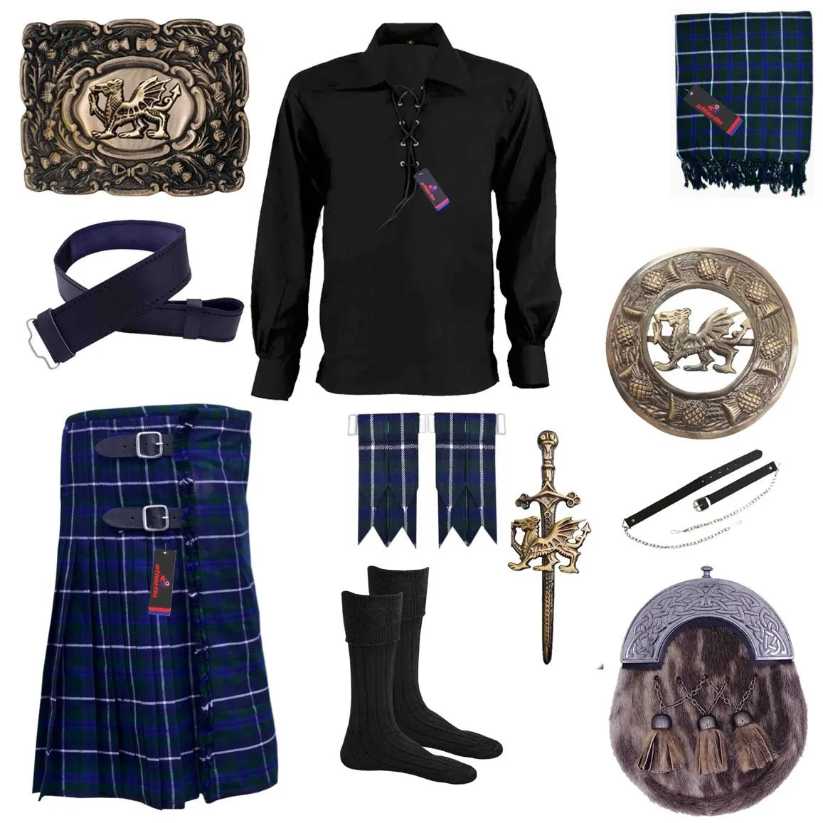 Douglas Blue Tartan Kilt - Classic Scottish Clan Attire