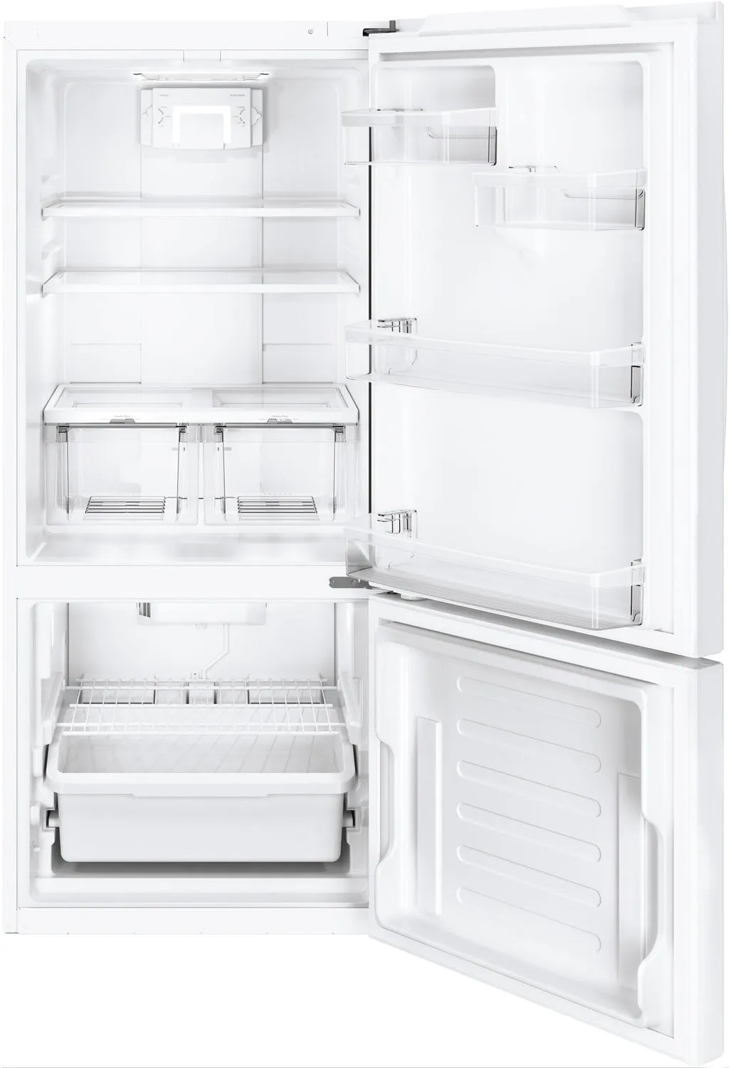 GE White BOTTOM-FREEZER REFRIGERATOR (20.9 CU. FT.) - GBE21AGKWW