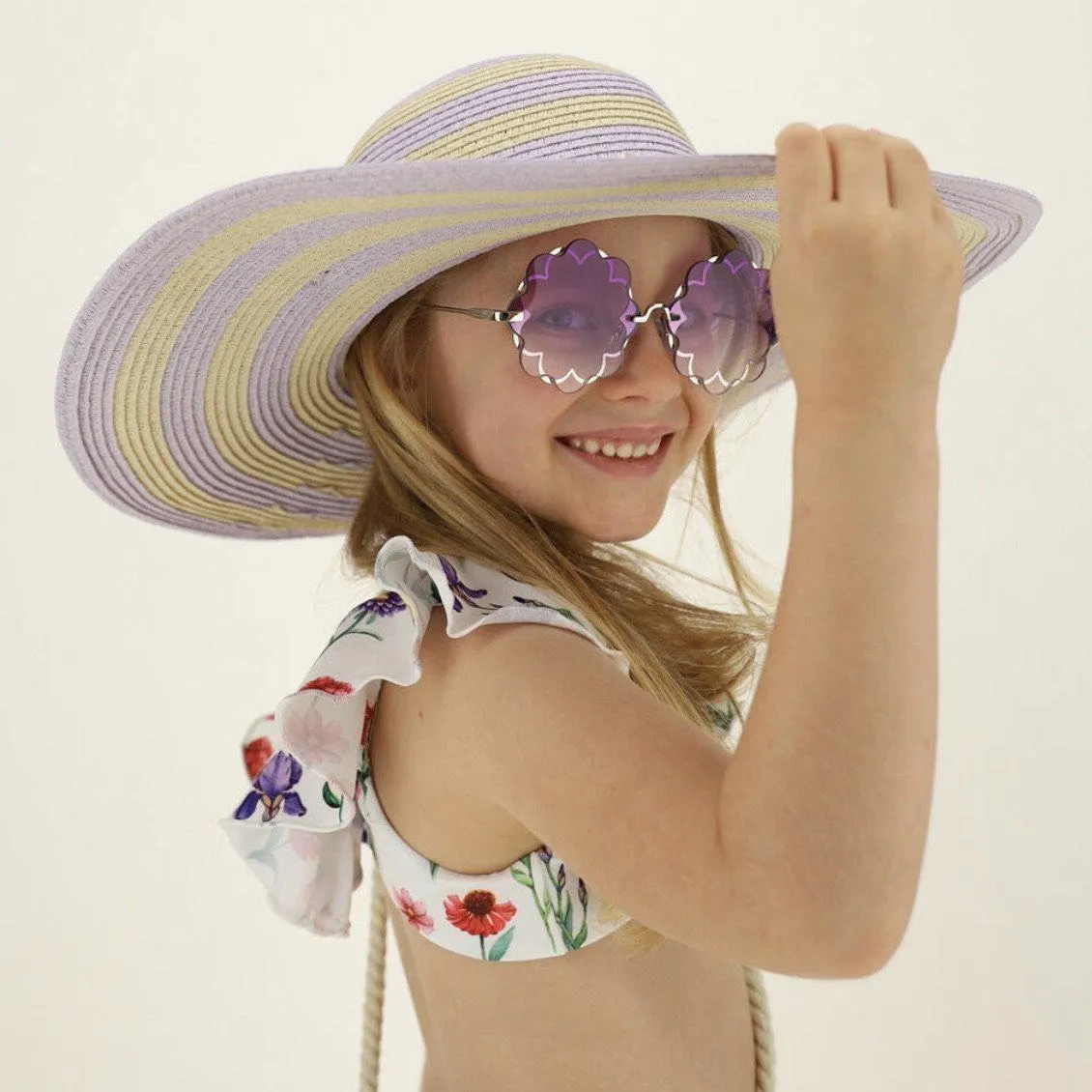 Girls Purple Floral Sunglasses