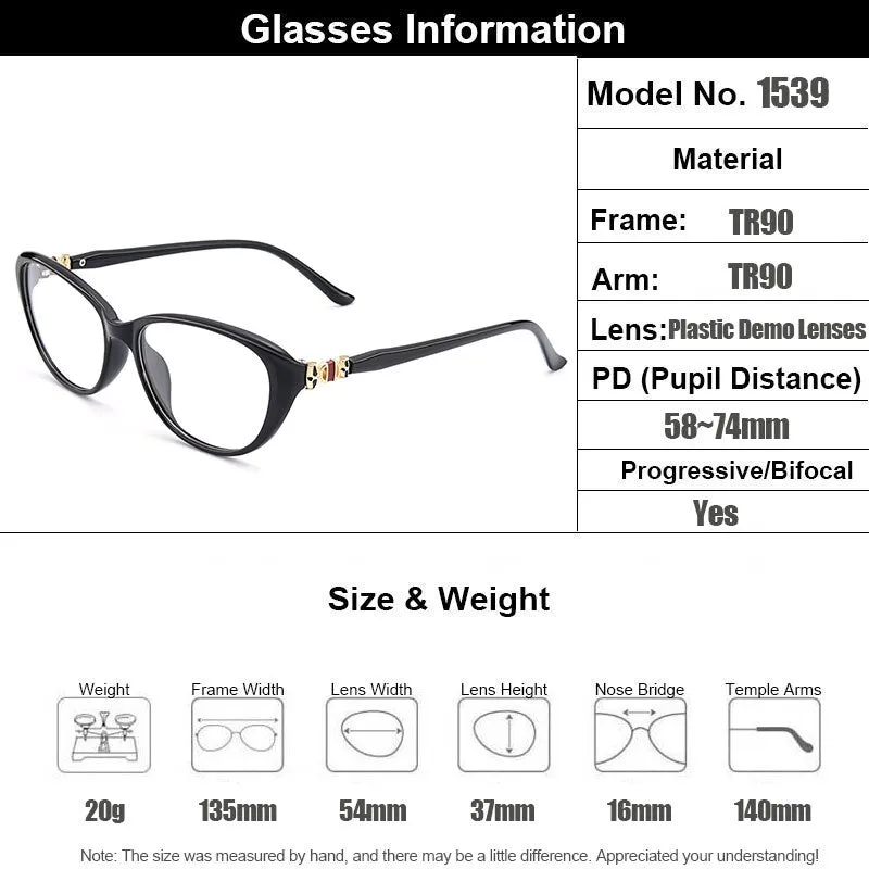 Gmei Women's Eyeglasses Cat Eye Ultra-Light Tr90 Plastic M1539